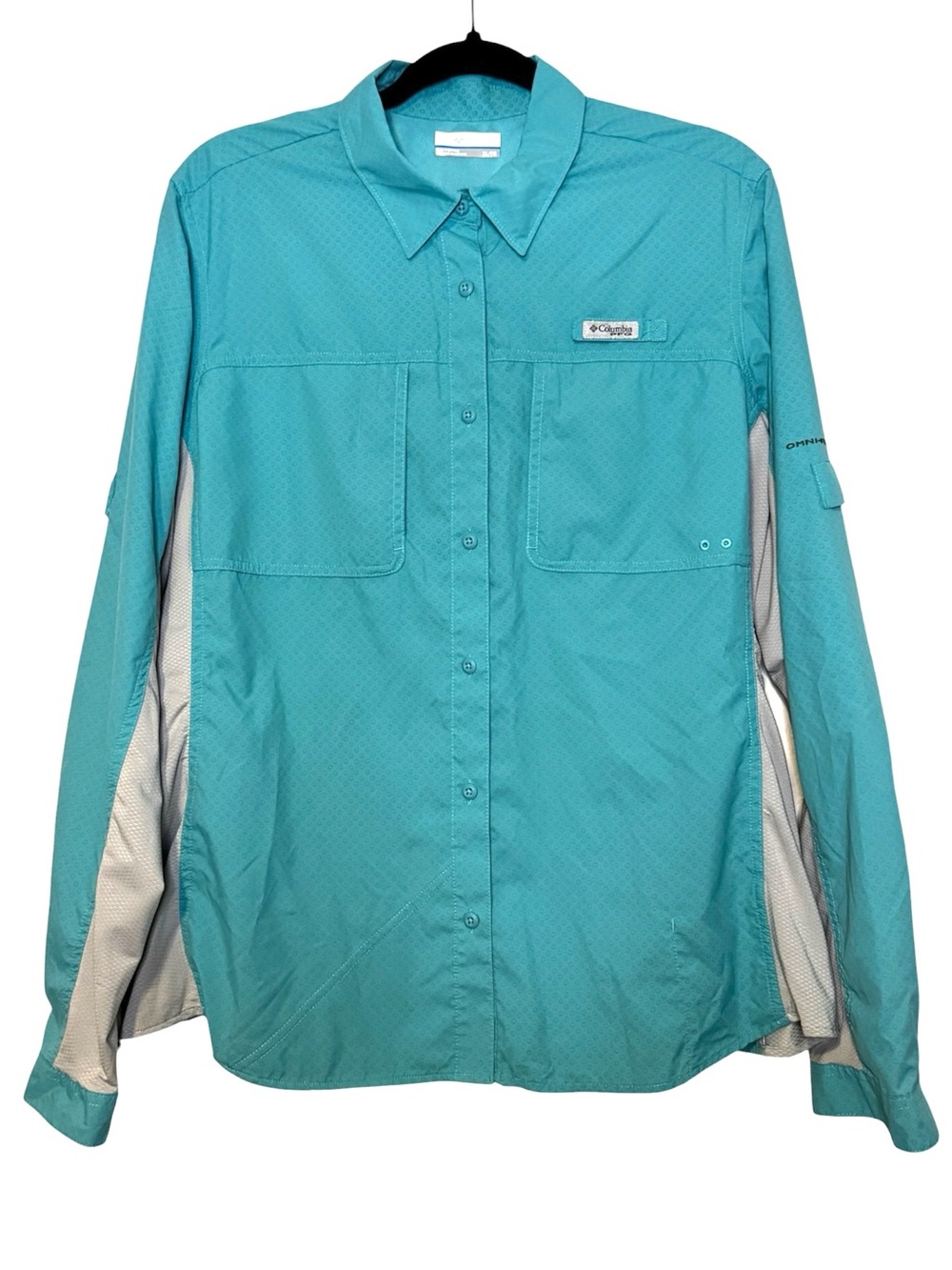 Columbia PFG Women’s Long Sleeve Button-Down Shirt Size XL Teal Gray Fishing